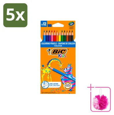 Immagine prodotto di 5 matite colorate BIC Kids Evolution - 12 colori - confezione - 5 pezzi