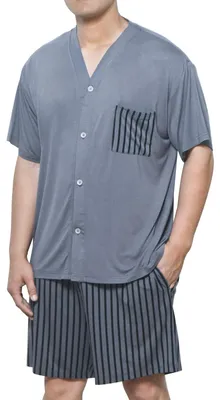 Produktbild von Herren-Pyjama-Set – Kurze Ärmel und kurze Hose – Grau
