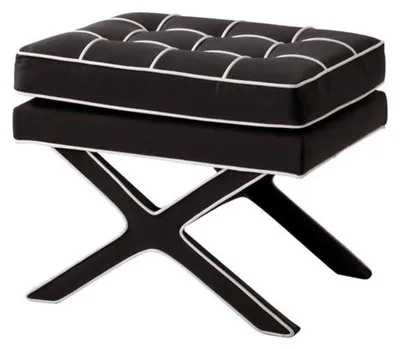 Produktbild von Casa Padrino Luxus Kreuzhocker Schwarz / Weiß - Designer Hotel Hocker
