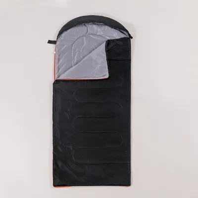 Obrázek produktu pro Turistický spací pytel 210 x 75 cm, 2 v 1, přikrývka, lehký, s kapucí, černý