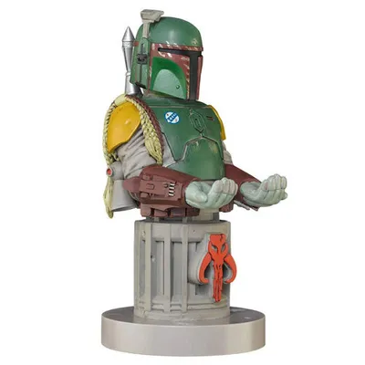A Boba Fett bust figurine on a stand.