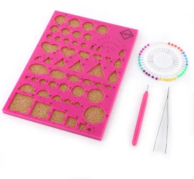 Image de Planche à gabarits pour bricolage en papier, aiguilles à épingle, poinçon, kit d'outils pour quilling (rose)