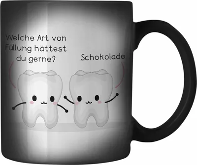 Produktbild von Trendation - Zahnarzt Zahnmedizinische Fachangestellte Farbwechsel Zauber-Tasse Geschenk Lustig Praxis Geschenkidee Zahnarzthelferin Zahntechniker Zahnärztin Lustiger Spruch (Schwarz)