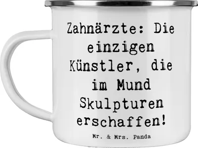 Produktbild von Mr. & Mrs. Panda Teetasse Spruch Zahnarzt Künstler - Weiß - Geschenk, Dentisten, handgefertigte Geschenke, Berufsprodukte, Tasse Emaille, Teebecher, Zahnärzte, kreative
