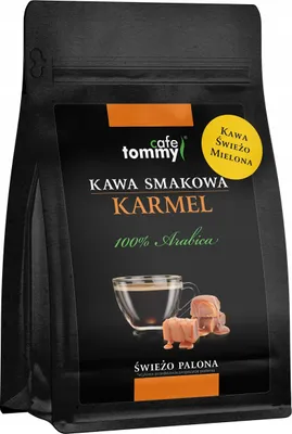 Obrázok produktu pre Aromatizovaná mletá káva, karamel, 100 % Arabica, čerstvo pražená, 250 g, Tommy Cafe