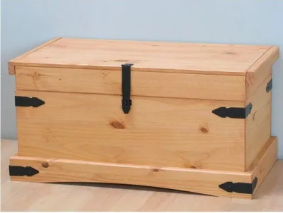 Produktbild von Aufbewahrungs Truhe New Mexico Mexiko massiv Kiefer Holzkiste Box gelaugt