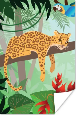 Produktbild von MuchoWow® Poster Dschungeltiere - Tukan - Jungen - Mädchen - Leopard 120x180 cm - Kunstposter