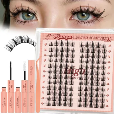 Image de Kit d'extension de cils : 120 cils individuels avec colle et applicateur