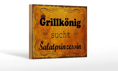 Produktbild von Holzschild Spruch 18x12cm Grillkönig Salatprinzessin