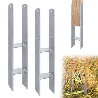 Obrázek produktu pro LZQ 2 kusy nosníků pro sloupky ve tvaru "H", rozměry 81 x 600 mm, ocelová konstrukce, povrchová úprava, odolné proti korozi, slouží jako kotvy pro sloupky plotů, přístřešků, dřevěných sloupků a pro použití v zahradě