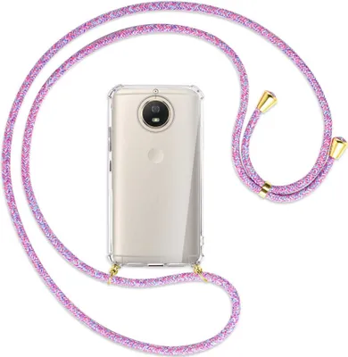 Produktbild von Handykette Backcover-Schutzhülle mit Band (Metall goldfarben) für Motorola Moto G5S - lila/rosa/blau