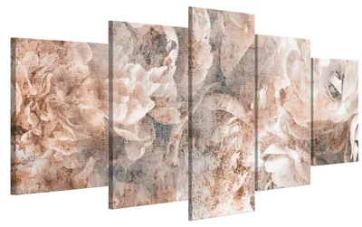 Immagine prodotto di LUMASOUL, quadri su tela, dimensioni 150x75 cm, quadro su tela con motivo floreale, quadri da parete con cornice in legno e struttura in tessuto, set di 5 elementi, motivo floreale