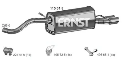 Produktbild von ERNST 115018 Endschalldämpfer für VW Polo Schrägheck (6R1, 6C1) Auspuff
