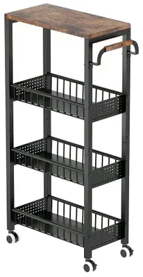 Immagine prodotto di Carrello portaoggetti, design a 4 ripiani, mobile con ruote, colore nero