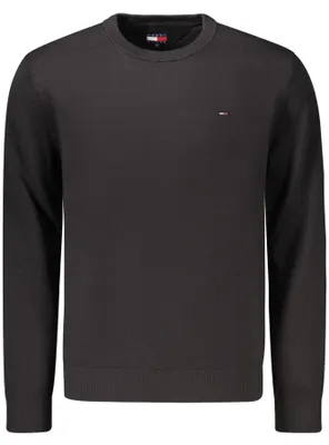 Produktbild von Eleganter Schwarzer Herren Pullover mit Rundhals aus Regenerierter Baumwolle