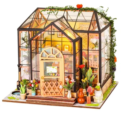 Immagine prodotto di Kit per creare una mini casa-negozio di fiori, con luci LED, dimensioni 20x20x18 cm