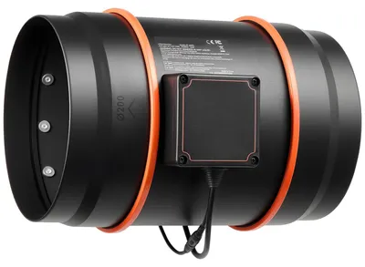 Productafbeelding van Inline ventilatorkit met koolstoffilter, 1372 m³/h, 203 mm, EC-motor, uitblaasventilator met 10 snelheden, PWM-regelaar, app-bediening, timer, voor koeling in kweekkasten, binnentuinieren en hydroponics