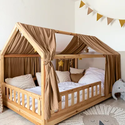 Imagen del producto de Dosel cama casita 135x320 cm nougat sin aplicación dorada - 2 paneles de tela