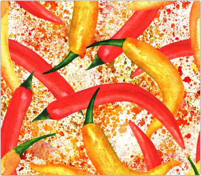 Produktbild von Spritzschutz Herdabdeckplatte Schneidebrett aus Glas Muster aus Chilischoten 1-Teilig (60x52cm)