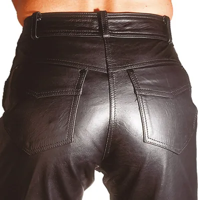 Produktbild von RO2 - Schwarze, klassische Lederjeans mit Taschen für Protektoren Roleff Größe: 42,