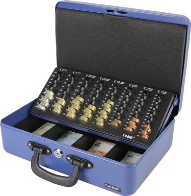 Produktbild von HMF 22037-05 Geldkassette Geldzählkassette 2 Tragegriffe, 36 x 25 x 11 cm, blau