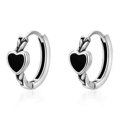 Produktbild von Ohrschmuck Ohrstecker Damenohrringe Creole schwarzes Herz