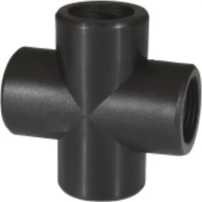 Produktbild von PP Gewindefitting Schwarz PN10 Fittings, Kreutzstück 90° IG 3/4"