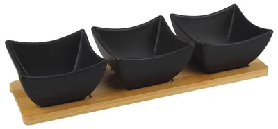 Obrázok produktu pre Porcelánové misky na občerstvenie – 4-dielna sada – 31,5 cm – čierna farba