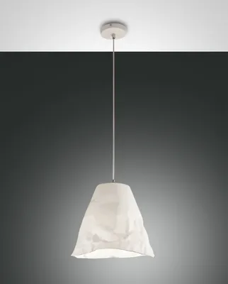 Produktbild von Crumple Pendelleuchte aus weißer Keramik und Metall, E27-Fassung, elegantes und modernes Design, ideal für die Innenbeleuchtung