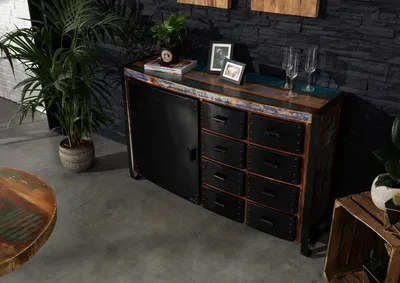 Produktbild von MASSIVMOEBEL24 Sideboard Altholz 143x43x90 mehrfarbig lackiert INDUSTRIAL #102