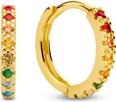 Produktbild von New Bling 9NBG-0652 Gold-Ohrringe mit Zirkonia - 12 mm Durchmesser - 1,8 mm breit - farbige Zirkonia - Ohrringe - 14 Karat - Gold