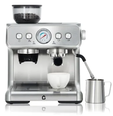 Halbautomatischer Kaffeevollautomat aus Edelstahl, Silber