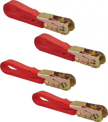 Image de Lot de 4 sangles de serrage, à cliquet, rouge (3mx2 et 5mx2) - THIRARD