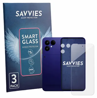 Produktbild von 3x Savvies Schutzglas Folie für Fairphone 6 Plus (Display+Kamera) 9H Panzer Schutzfolie Glas Displayschutz klar transparent