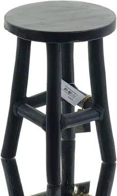 Produktbild von Schwarzer Schemel aus massivem Teakholz, Ø 20 cm