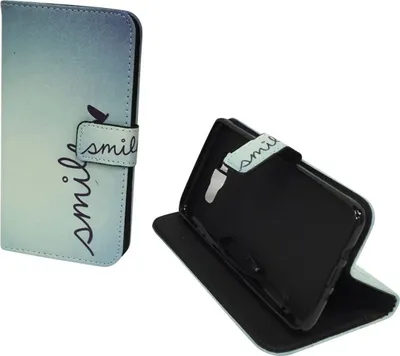 Produktbild von Handyhülle Tasche für Handy Samsung Galaxy J7 2016 Schriftzug Smile Blau