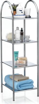 Badregal Standregal Haushaltsregal Handtuchregal SECA aus verchromtem Metall mit 4 Ablagen