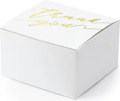 Produktbild von Geschenkbox für Gastgeschenke Thank you 10er Set weiß / gold