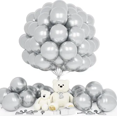 Immagine prodotto di Palloncini metallizzati argento - Decorazioni per feste - Set da 50 pezzi - 30 cm