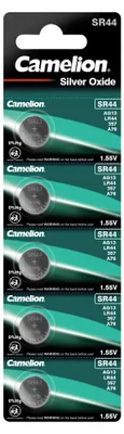 Zdjęcie produktu dla Camelion SR44-BP5, Jednorazowa bateria, SR44, Srebrny-Oksydowany, 1,55 V, 5 szt., 159 mAh