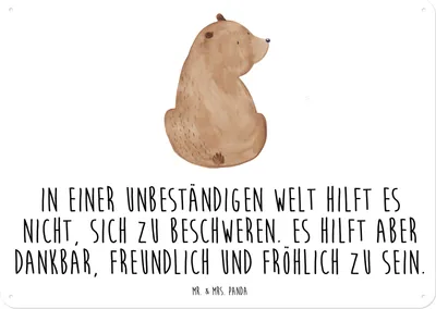 Produktbild von Mr. & Mrs. Panda tafel Bär Schulterblick DIN A5 - Weiß - Geschenk, Türschild, Weltansicht, Selbstachtung, Wandbild, Motivation, Blechschild, wandtafel, Schild, Bären