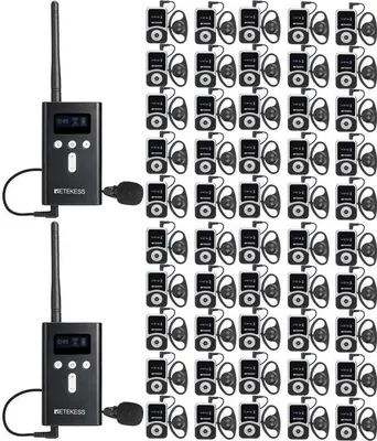Produktbild von Retekess T130S Kabelloses Tour Guide System, Audio Whisper System, 100M, D-Kopfhörer, mit Tragbarer Ladebox mit 32 Steckplätzen, für Tourismus, Fabrik