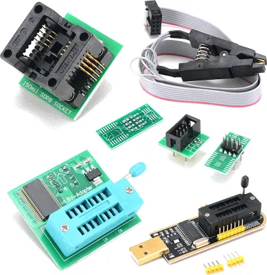 Obrázok produktu pre Súprava programátora USB s klipom SOP8 Vypaľovač EEPROM Flasher BIOS Súprava programátora SPI Flash s adaptérom 1,8 V a 150milovou zásuvkou SOP8 pre sériu 24/25