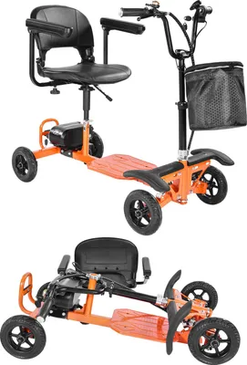 Obrázek produktu pro SucceBuy Kompaktní čtyřkolový elektrický skútr, skládací, nosnost 120 kg, skútr pro seniory, elektrický invalidní vozík s lithiovou baterií 48 V, plnými gumovými pneumatikami, možností stoupání v úhlu 8° a dojezdem 12,5 km