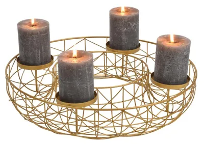 Immagine prodotto di Cestino per  d'Avvento in metallo con decorazione e candela oro Ø 40 cm