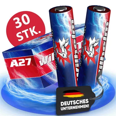 Produktbild von Alkalinebatterien A27 27A 8LR732 L828 MN27 12V 30 Stück im Blister ø 7,6 x 27,3 mm