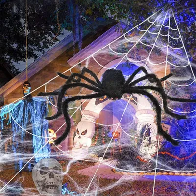Halloween-Spinnennetz 5 x 4,8 m, Dekoset für Garten
