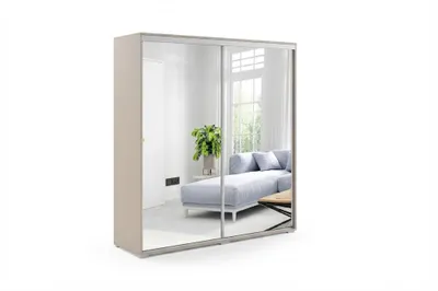 Produktbild von A1 Schlafzimmerschrank mit 2 Schiebetüren, Spiegel - Kaschmir - 150 x 62 x 245 cm
