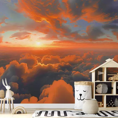 Produktbild von Selbstklebende Folie Fototapete - When Dawn Tickles the Clouds: A Spectacle of Colors on the Morning Sky 196x140 cm Muster b-H-10038-a-a