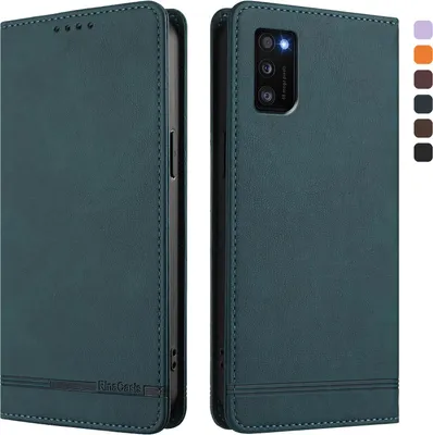 Image de Etui pour Samsung Galaxy A41, étui rétro en cuirPolyuréthaneavec support et fentes pour cartes de crédit Vert